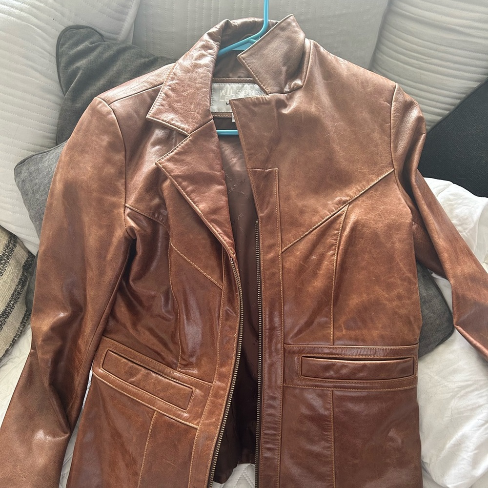 Wilson leather womens brown leather jacket medium